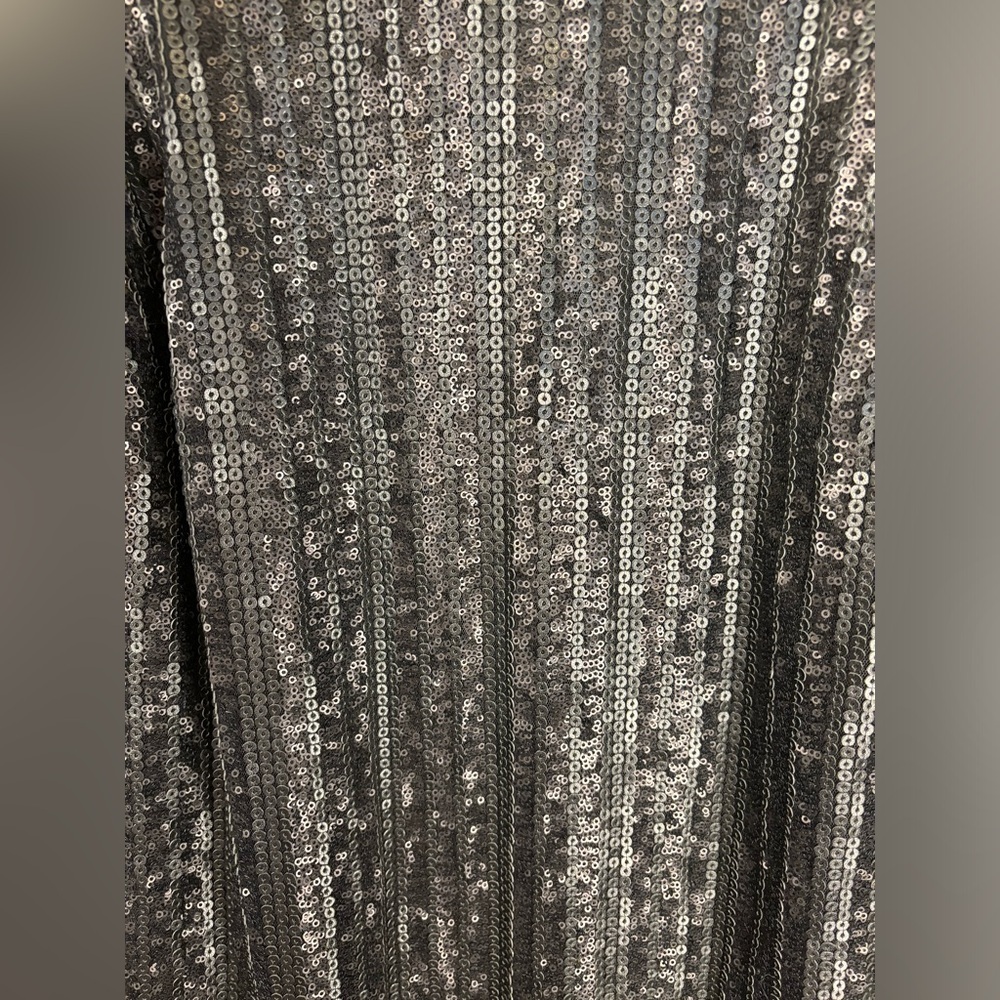 Dress The Population Black Sequin Long Sleeve Mini Shift Dress Striped‎ M 0403 - Picture 5 of 8